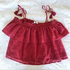 Lovers+Friends Off Shoulder Tassel Top